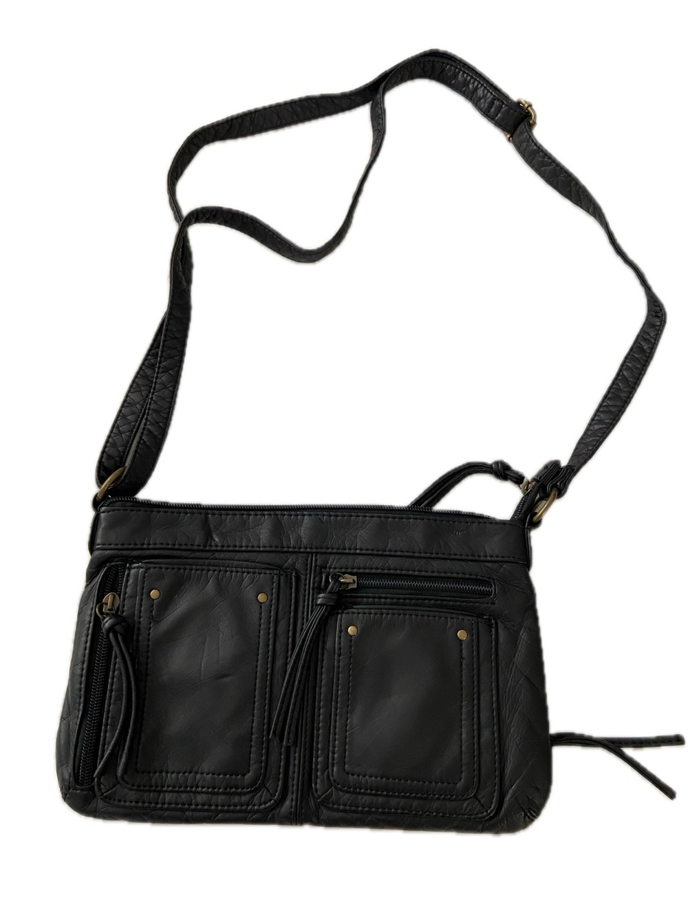 Bueno Black Crossbody Bag with Front Pockets